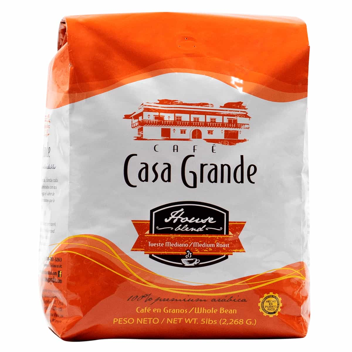 Bolsa de Cafe de cinco libras Casa Grande House Blend Authentic Boricua Premium Café de Puerto Rico