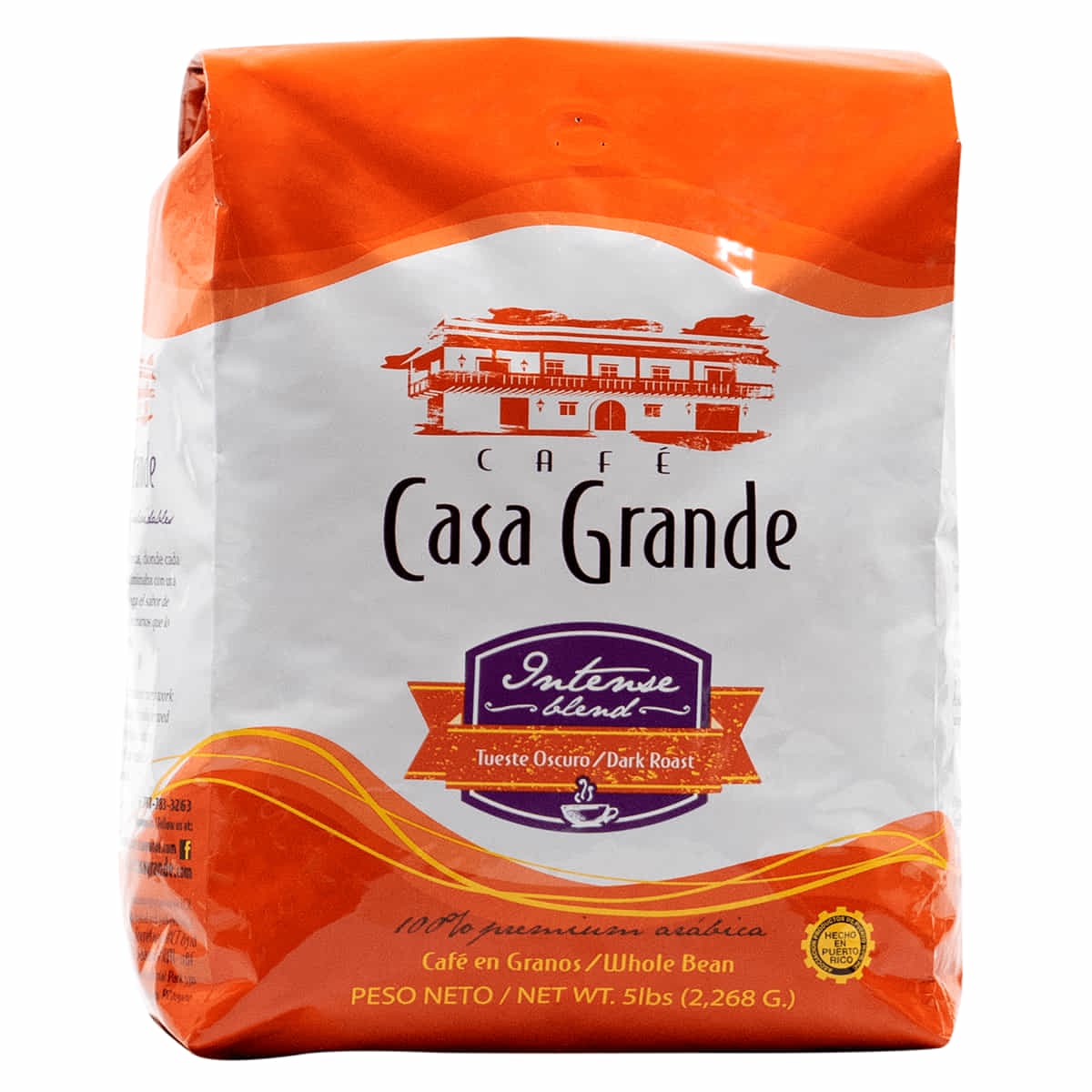 Bolsa de Cafe de cinco libras Casa Grande Intense Blend Authentic Boricua Premium Café de Puerto Rico