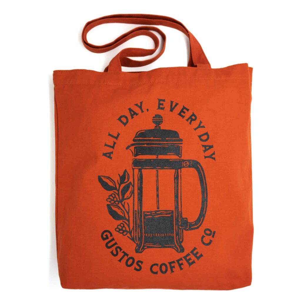 Gustos Coffee From Puerto Rico Merchandise Tote Sienna Terracotta Season 2020 SJ