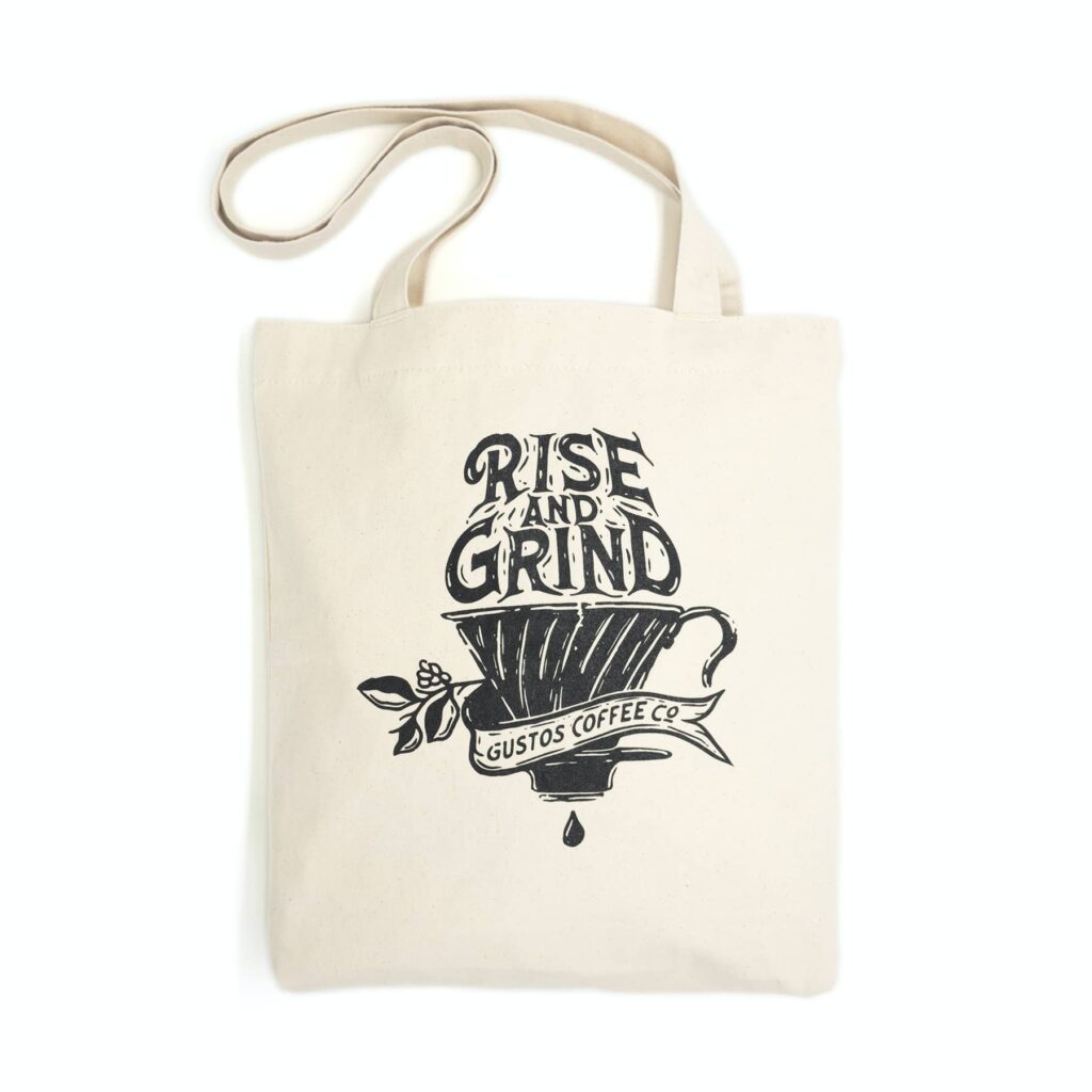 Gustos Coffee From Puerto Rico Merchandise Mini Tote Small Natural organic Cotton Season 2020 SJ