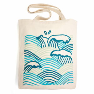 ROASTED IN PARADISE II  “WAVES” CANVAS TOTE