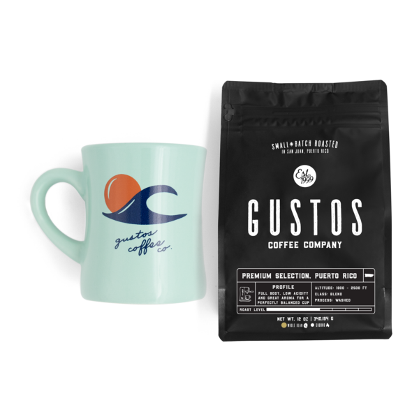 MINT CLASSIC DINER MUG & GUSTOS PREMIUM PUERTO RICAN COFFEE wholebean